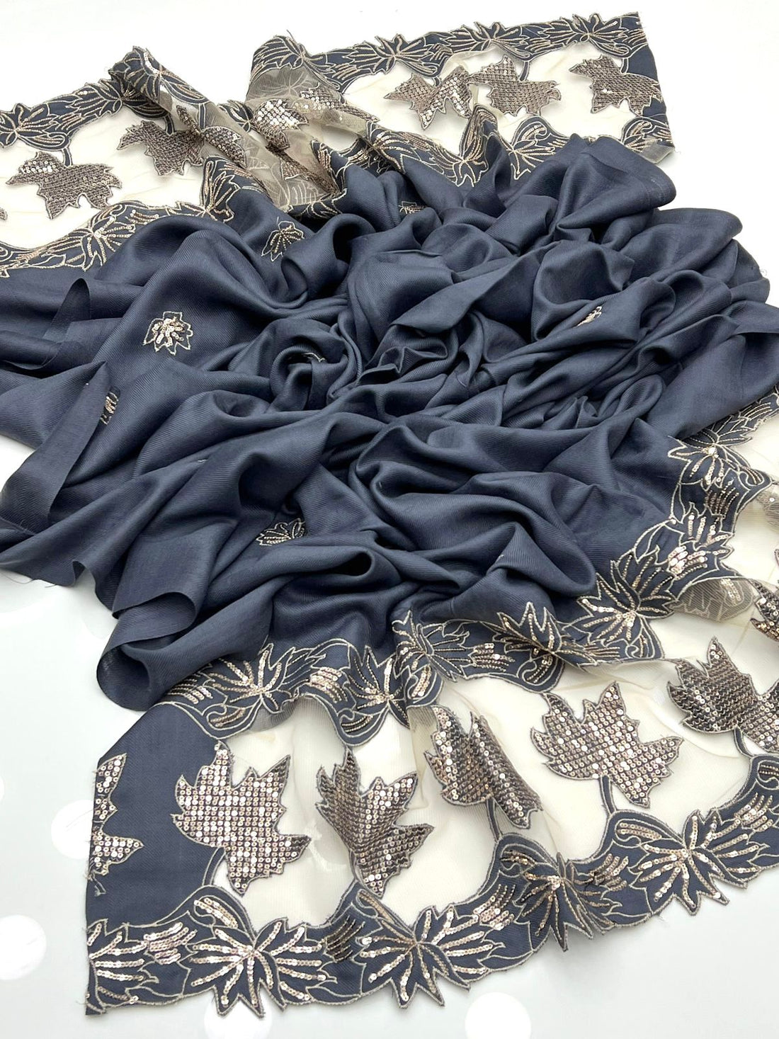 Pashmina 
Machine Cut Work With Sequence Shawl