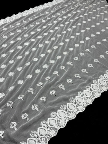 Bamber Chiffon Dupatte Machine Chicken Embroidered