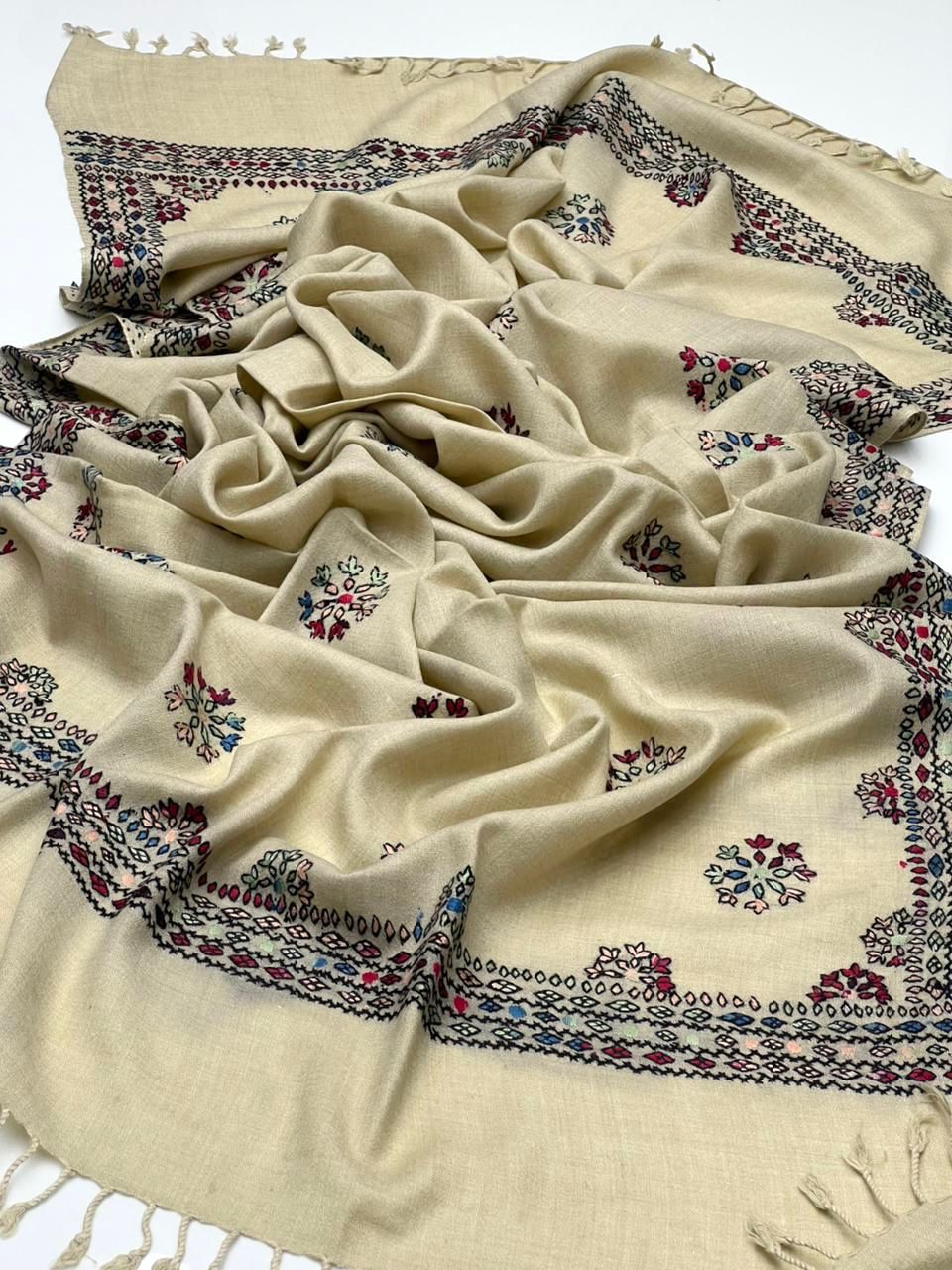 Swati Pashmina 
Hand Made Balochi Embroidery Shawl