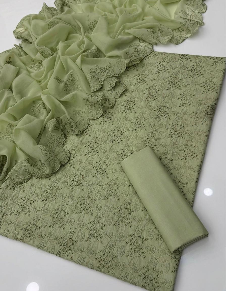 Summer Lawn Collection
Machine Chicken Embroidery 3 Piece Dress