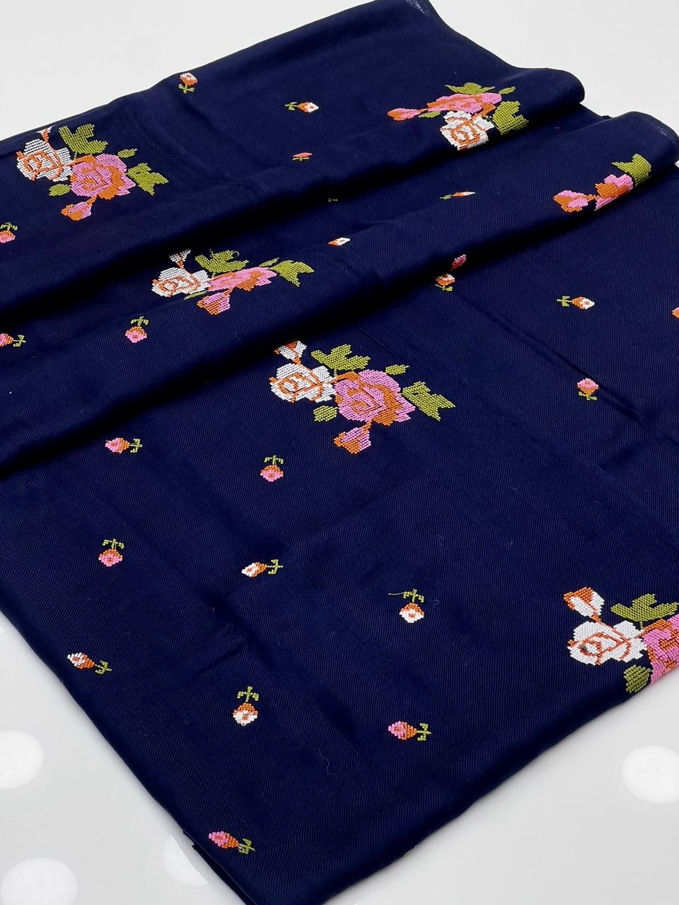 Pashmina
Cross Stitch Machine Work Shawl