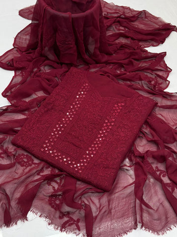 Soft Chiffon Handmade Multani Embroidery Work 2 Piece Dress
