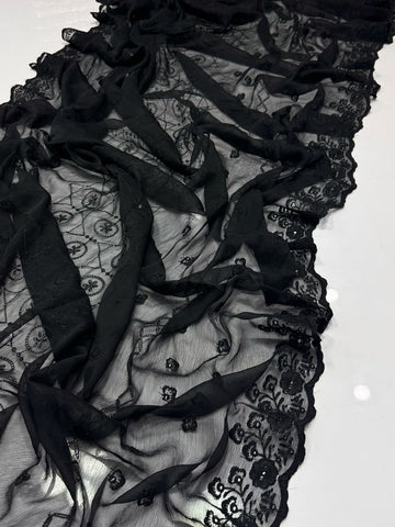 Elegant And Beautiful Machine Chicken Embroidered Bamber Chiffon Dupatte