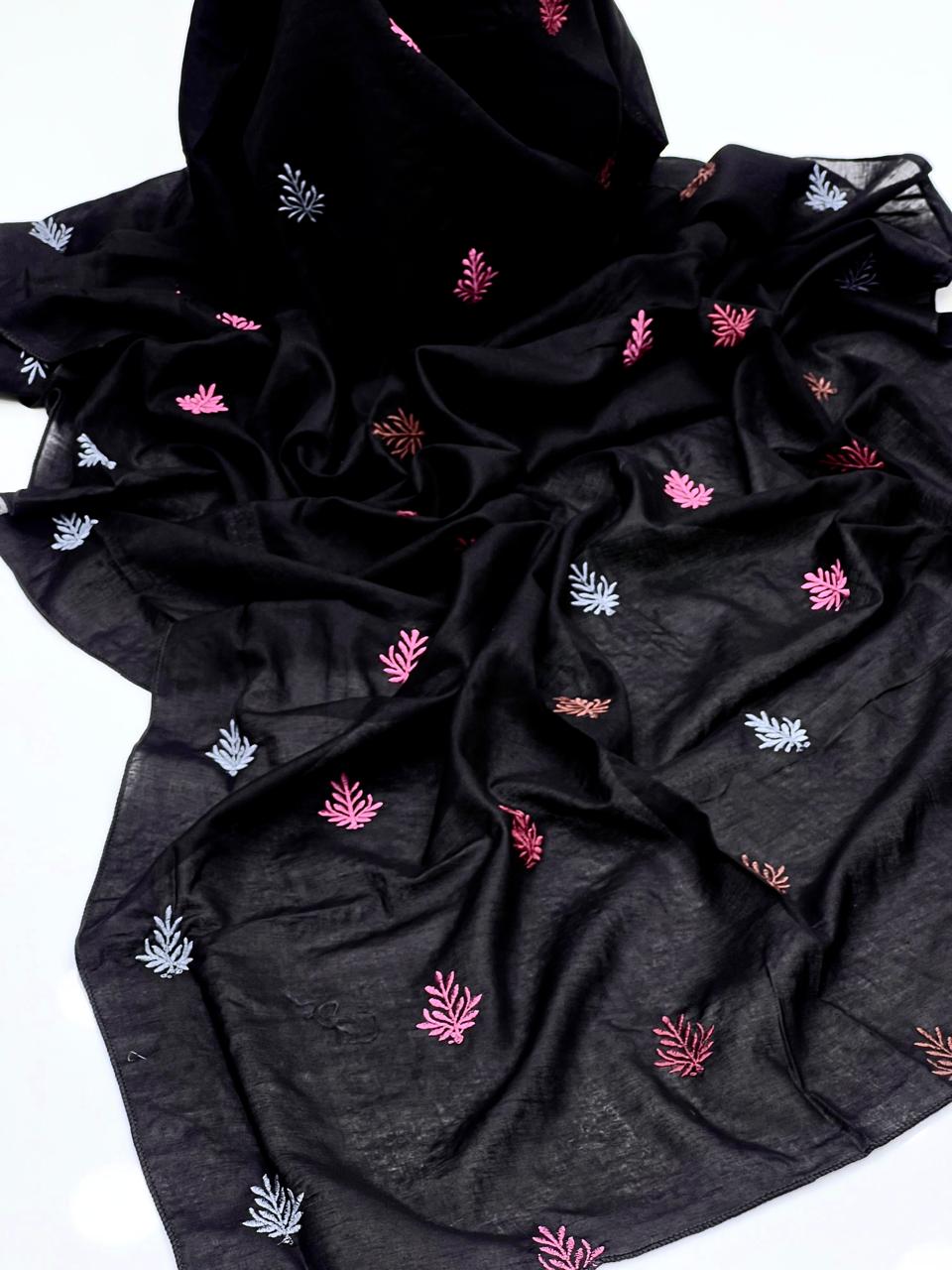 Elegant And Beautiful Machine Embroidered Pure Lawn Dupatta