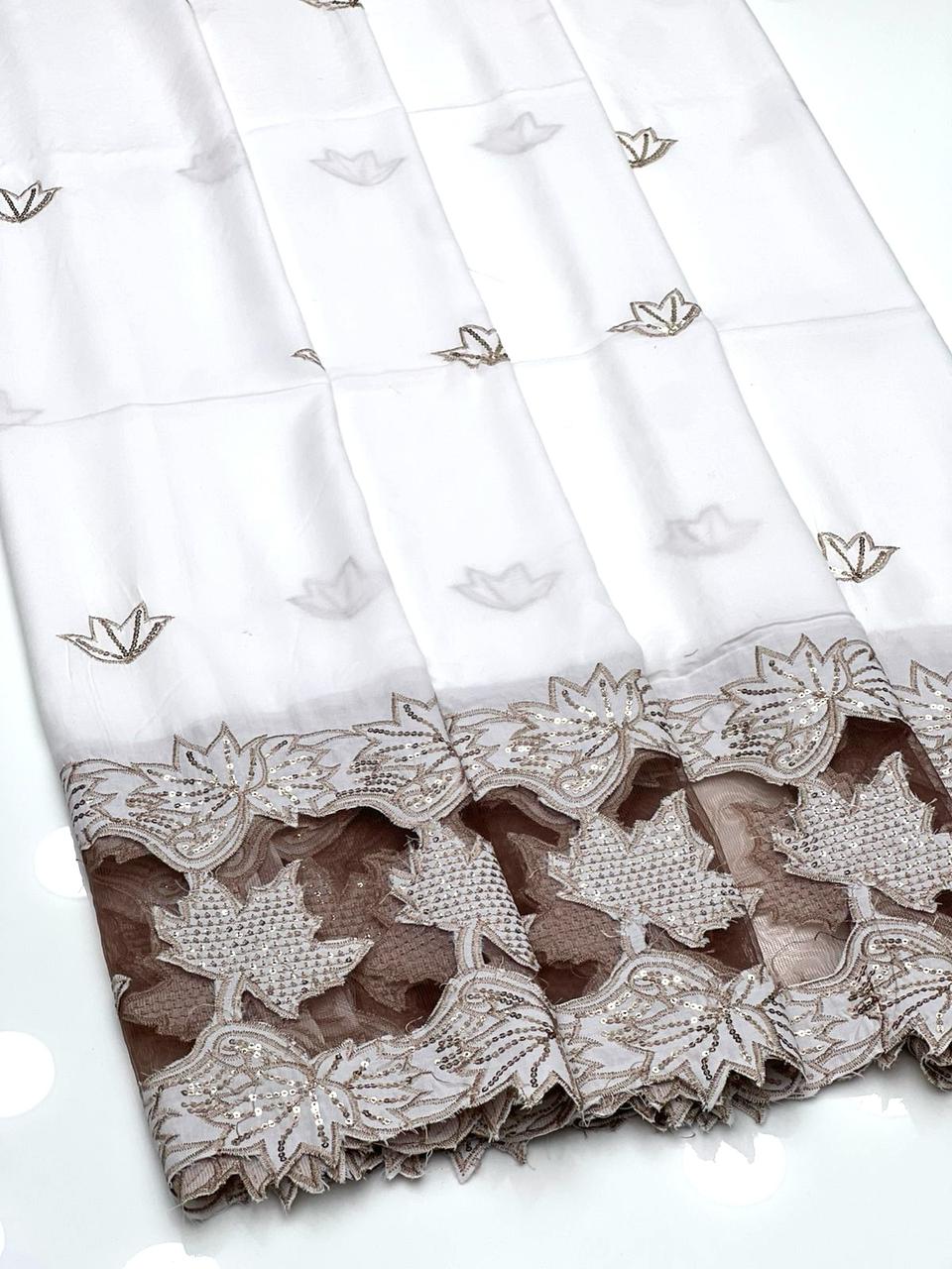 Swiss Lawn Fabric
Machine Sequence Plus Laser Cut Embroidery Chadar