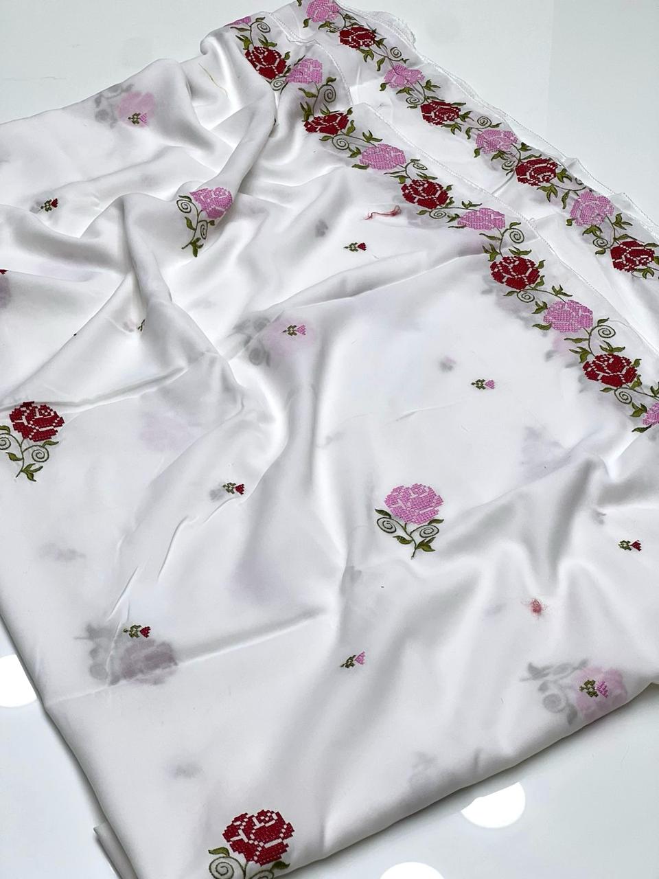 Swiss Lawn Fabric
Machine Cross Stitch Embroidered Chadar