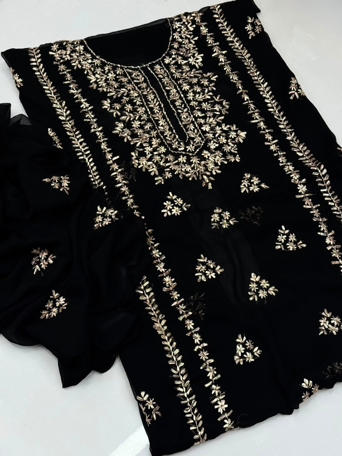 Handmade Gotta Shirt Along With Chiffon Gotta Dupatta 2 Pcs Dress