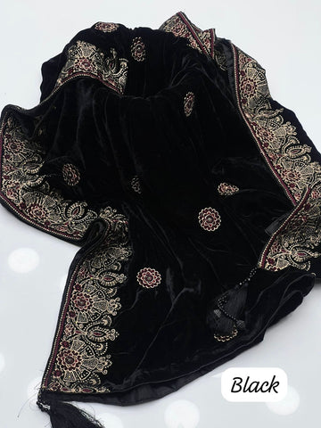 9000 Micro Velvet 
Machine Zarri Work Embroidery Shawl